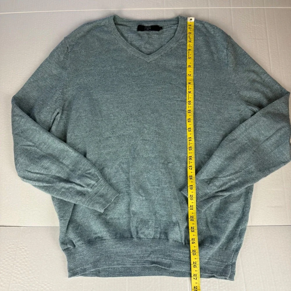 J Crew Mens V‎ Neck Sweater Light Blue Cotton Size Large